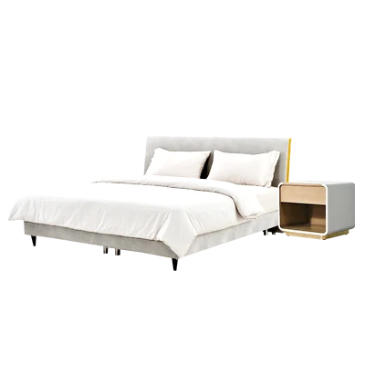 bed, mattress and nightstand